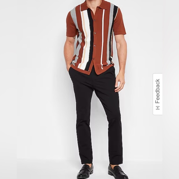 Express Multi Striped Short Sleeve Polo Sweater - Picture 9 of 11